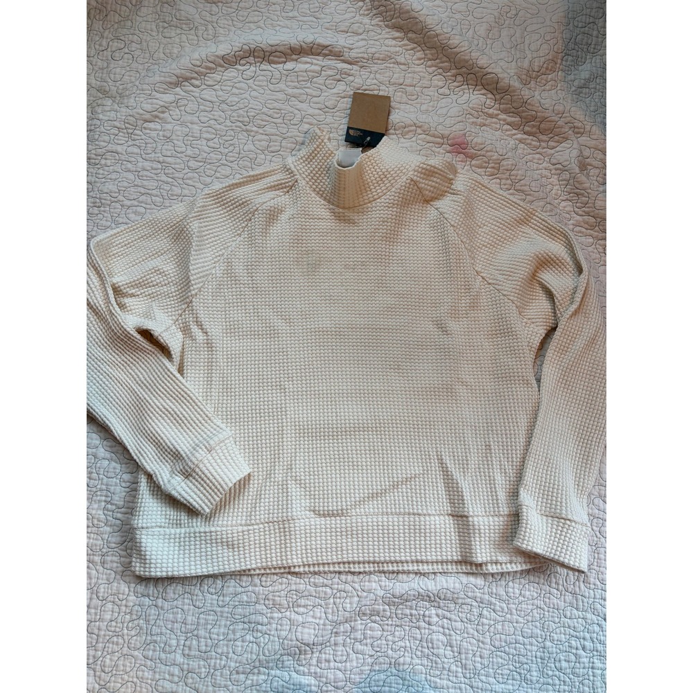 The North Face Women's White Dune Waffle Knit‎ Mock Neck Sweater Size XXL